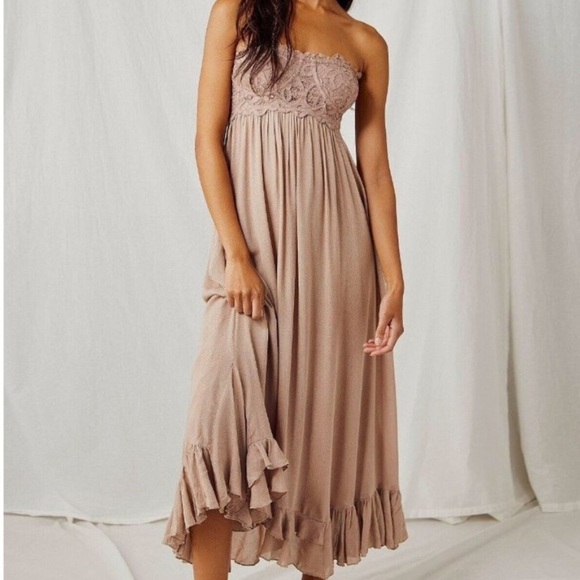Free People Adella Corset dress in Taupe  size Small‎ NWT - Picture 5 of 9
